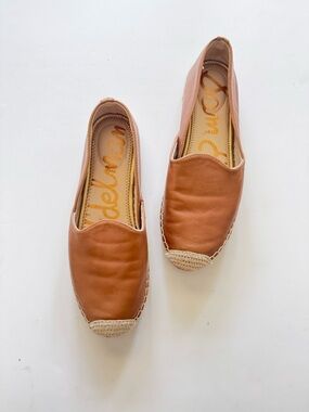 Sam Edelman Kesia Tan Leather Espadrille Flats size 8